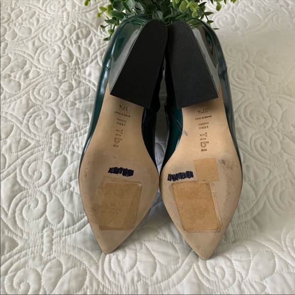 TIBI Green Leather Western Ankle Boots 37.5 37 1/2 $699 - Picture 7 of 12
